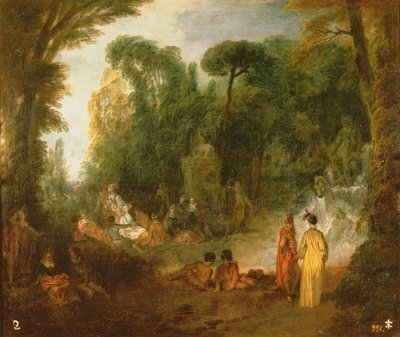 Höfische Versammlung in einem Park, ca. 1712-13 von Jean Antoine Watteau